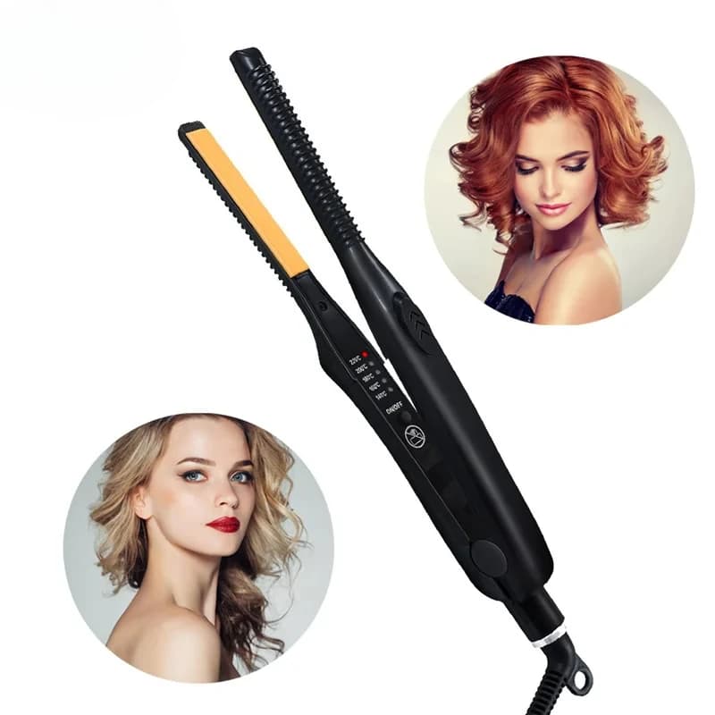 Professional hair plate 2 in 1 and iron curler Mini ceramic plate with small flat iron at adjustable temperature