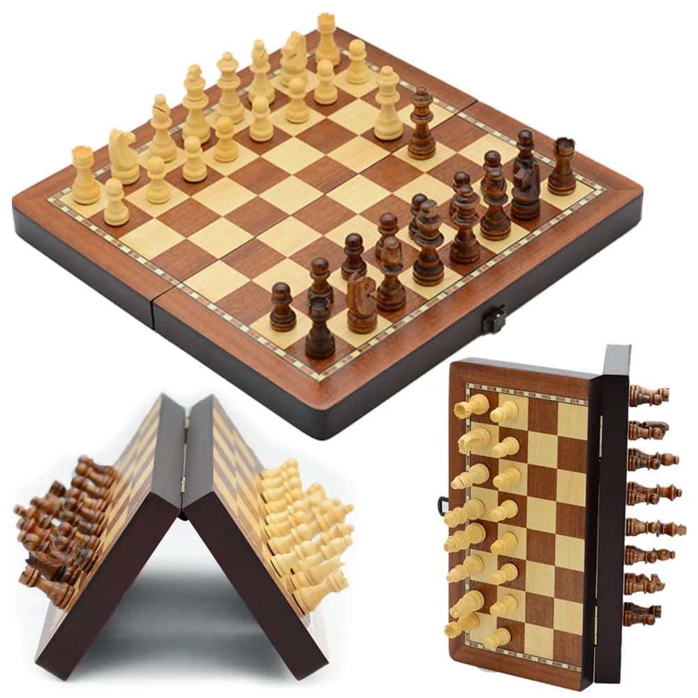 Set di scacchi magnetici in legno per adulti Scacchiera per bambini con pezzi fatti a mano Set di scacchi unici da viaggio portatili pieghevoli