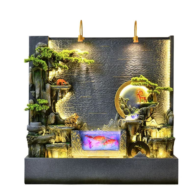 Water curtain wall, running water wall, screen, living room partition, courtyard decoration, rockery circulation ornament