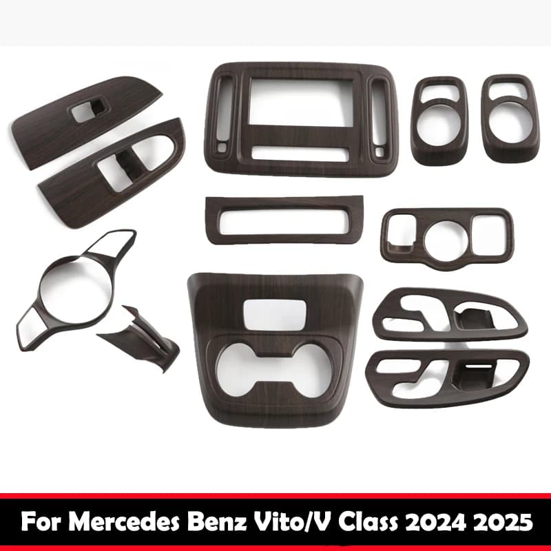 LHD Per Mercedes Benz Vito/V classe 2024 2025 ABS maniglia della porta in legno Interruttore della finestra Portabicchieri di navigazione AC Decora la copertura