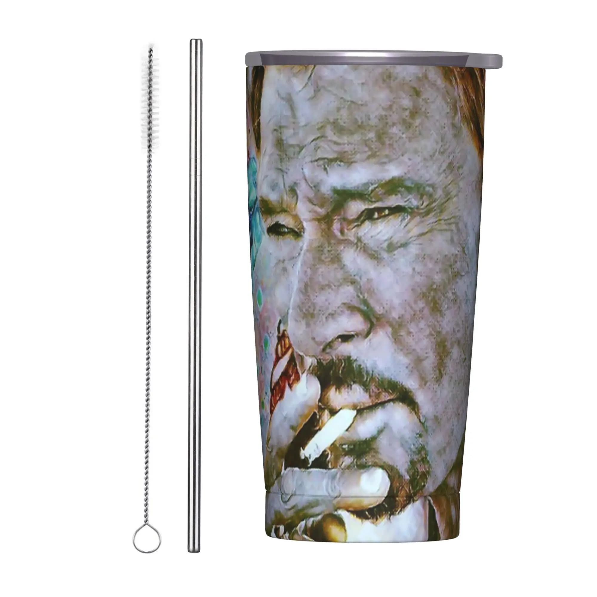Bicchiere termico Johnny Hallyday con coperchio, tazza termica sottovuoto per musica rock, cantante francese, borraccia portatile per auto, 20oz