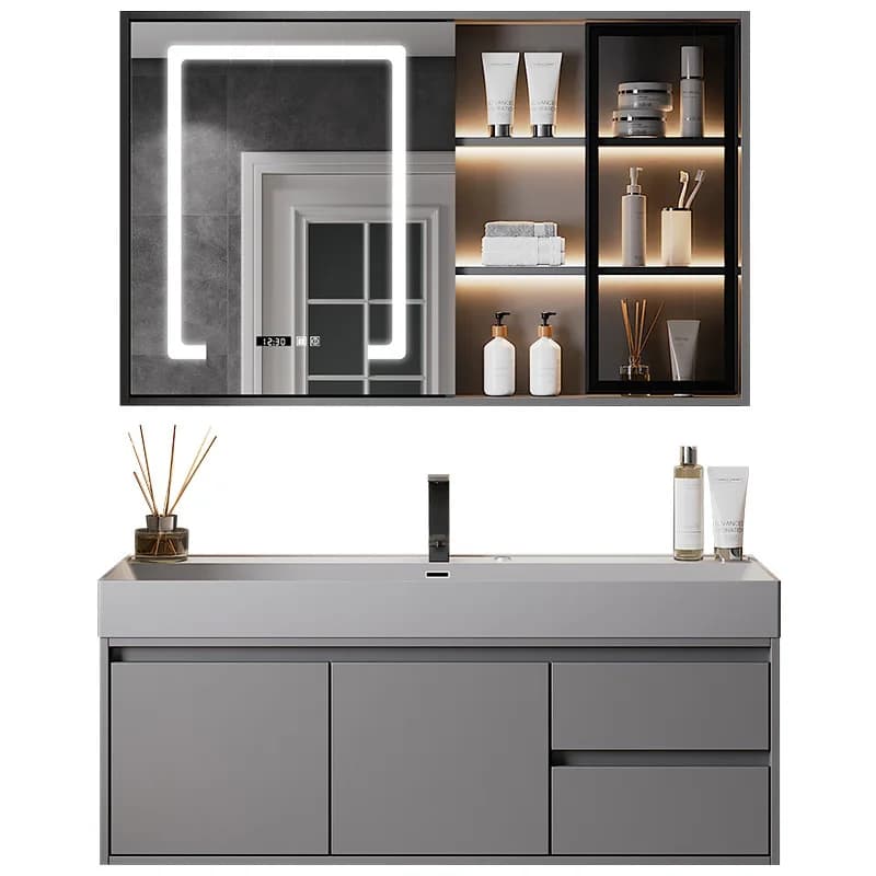 Mobile da bagno con lavabo integrato, set di armadietti a specchio, moderno e semplice, combinazione di mobili per lavabo per il viso, di lusso leggero