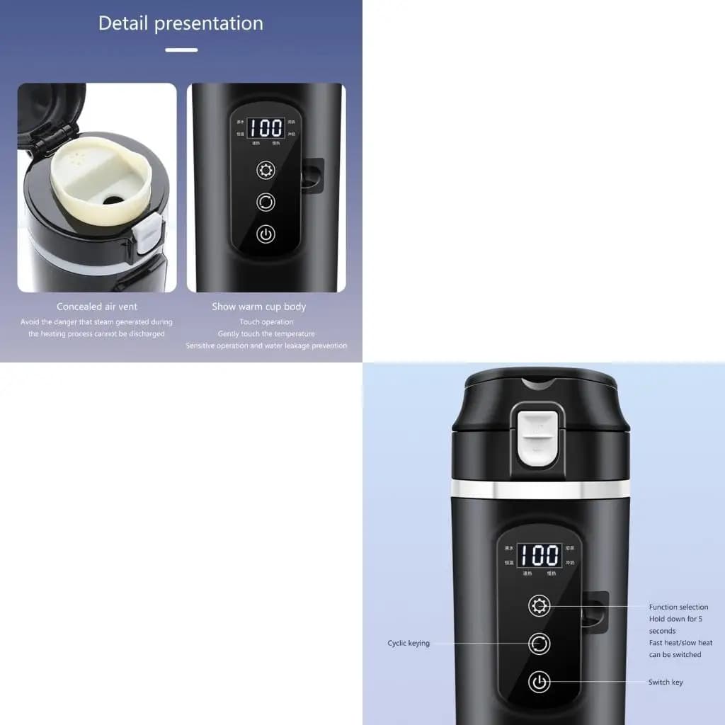 XA6H 12V2 4V 500ml Electric Heating Car Kettle Water Coffee Milk Thermals Mug Kettle