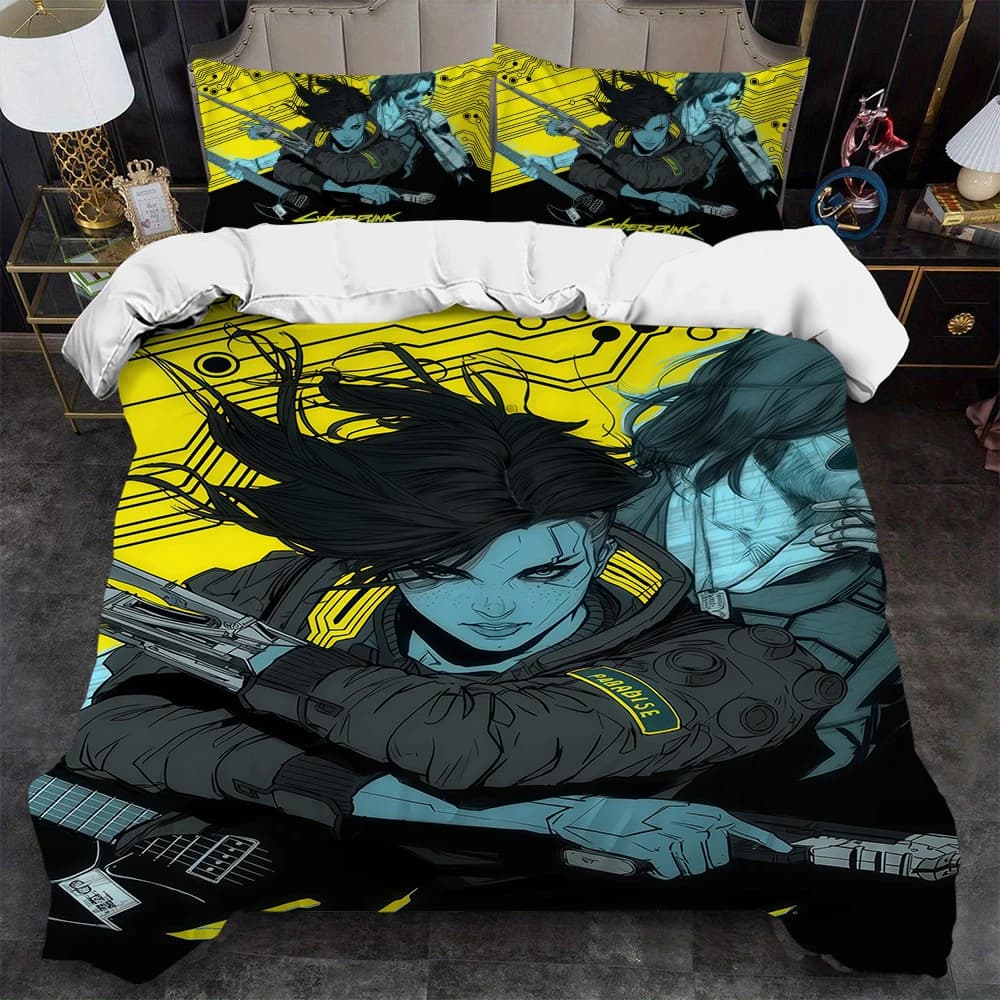 Set Copripiumino Game C-Cyber-Cool-P-punk 2077, Soft and Washable, 3 Pieces, Active, Comfortable for Students, Dormitory, Home, Best Children's Bed Linen