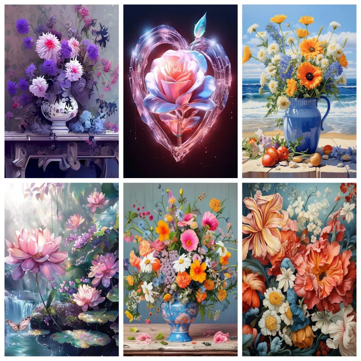 1box New Arrival 500/1000/1200/2000 PCS Puzzle Flower Rose Landscape Diy Birthday Gifts Home Decoration Family Games
