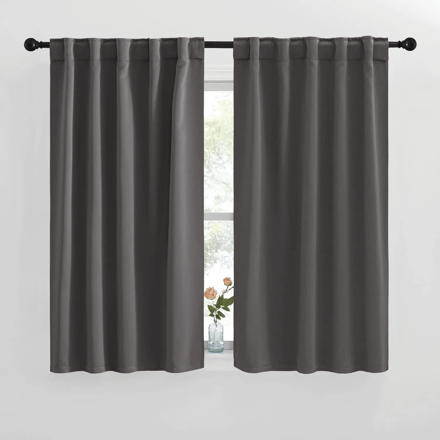 Tende Oscuranti Termoisolanti per Finestre di Camper - 42x48 Pollici, 2 Pannelli, Grigie, con Tasca per Asta e Linguette Posteriori
