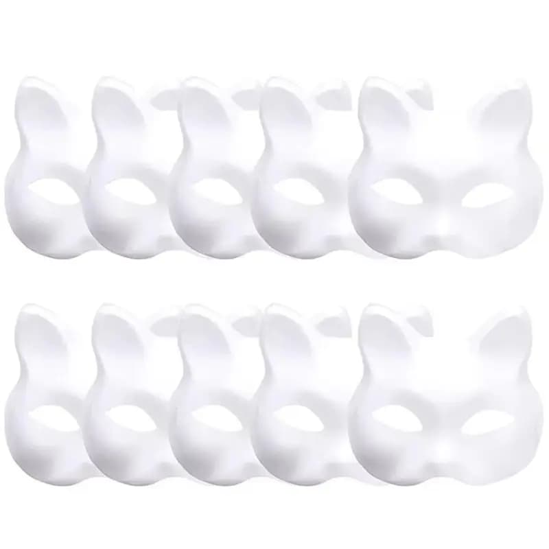 ABIY 10 Pieces Fa-da-Te Masks for Halloween, Cat Bianche Masks, Half Masks Animals for Mask and Mask