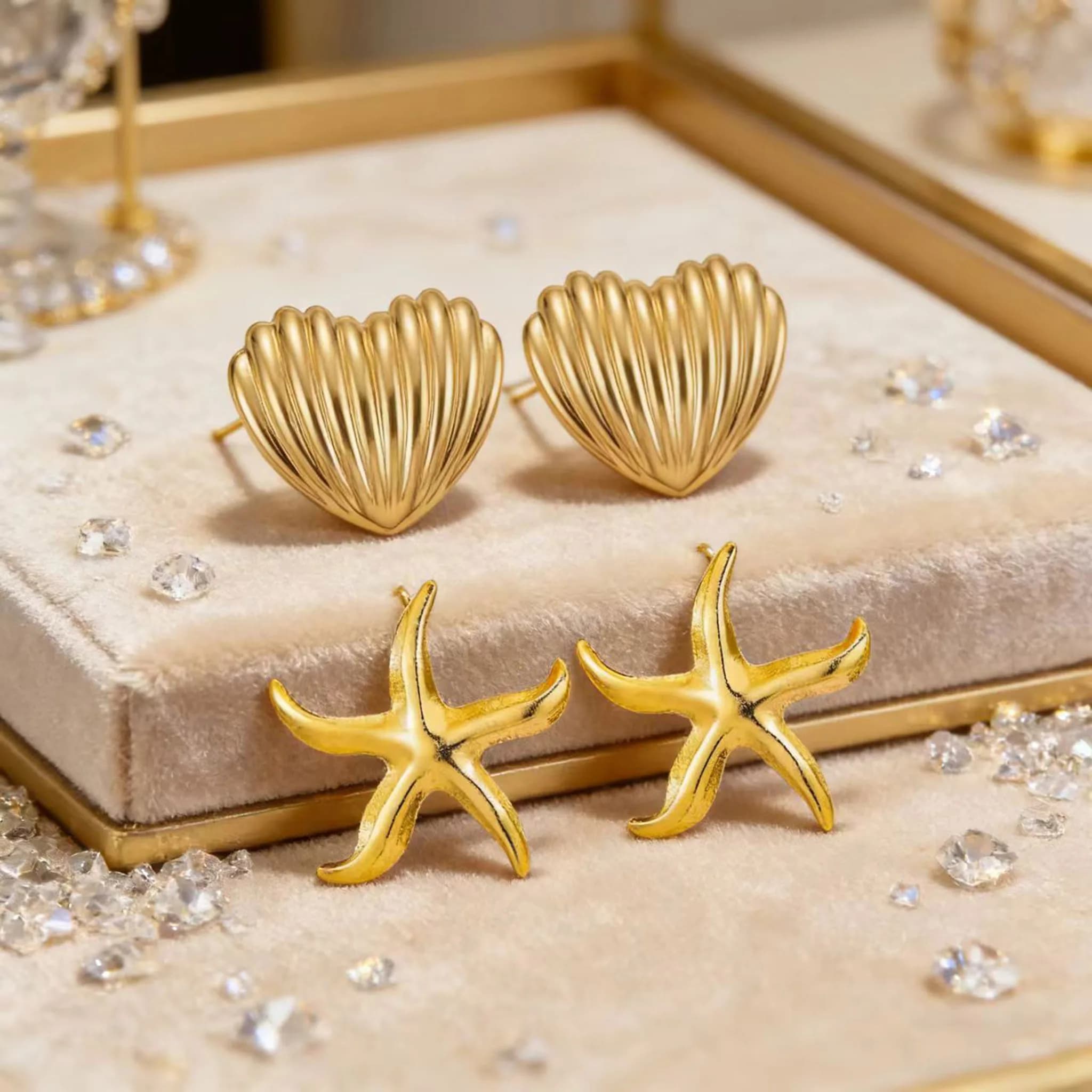 Orecchini a forma di stella marina in oro per donna, acciaio inossidabile, gioielli a tema oceano, accessori da spiaggia per ragazza, freschi e carini, per vestiti e bikini