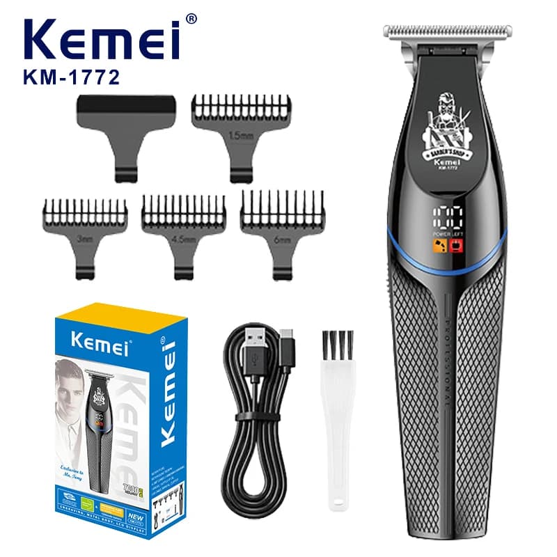 Kemei KM-1772 Professional Haircut 7000 RPM, Electric Trimmer Rechargeable Wireless, Hair Cutting Machine Man