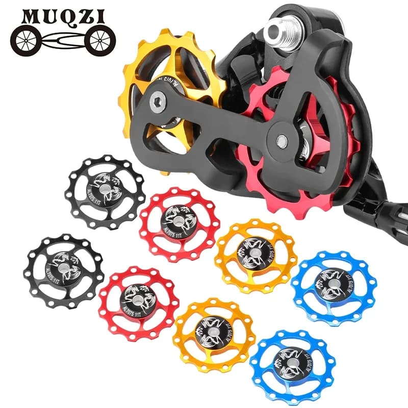 MUQZI Deragliatore posteriore per bici Ruota Jockey 11T 13T Rullo guida puleggia MTB Bici da strada Tenditore in lega di alluminio