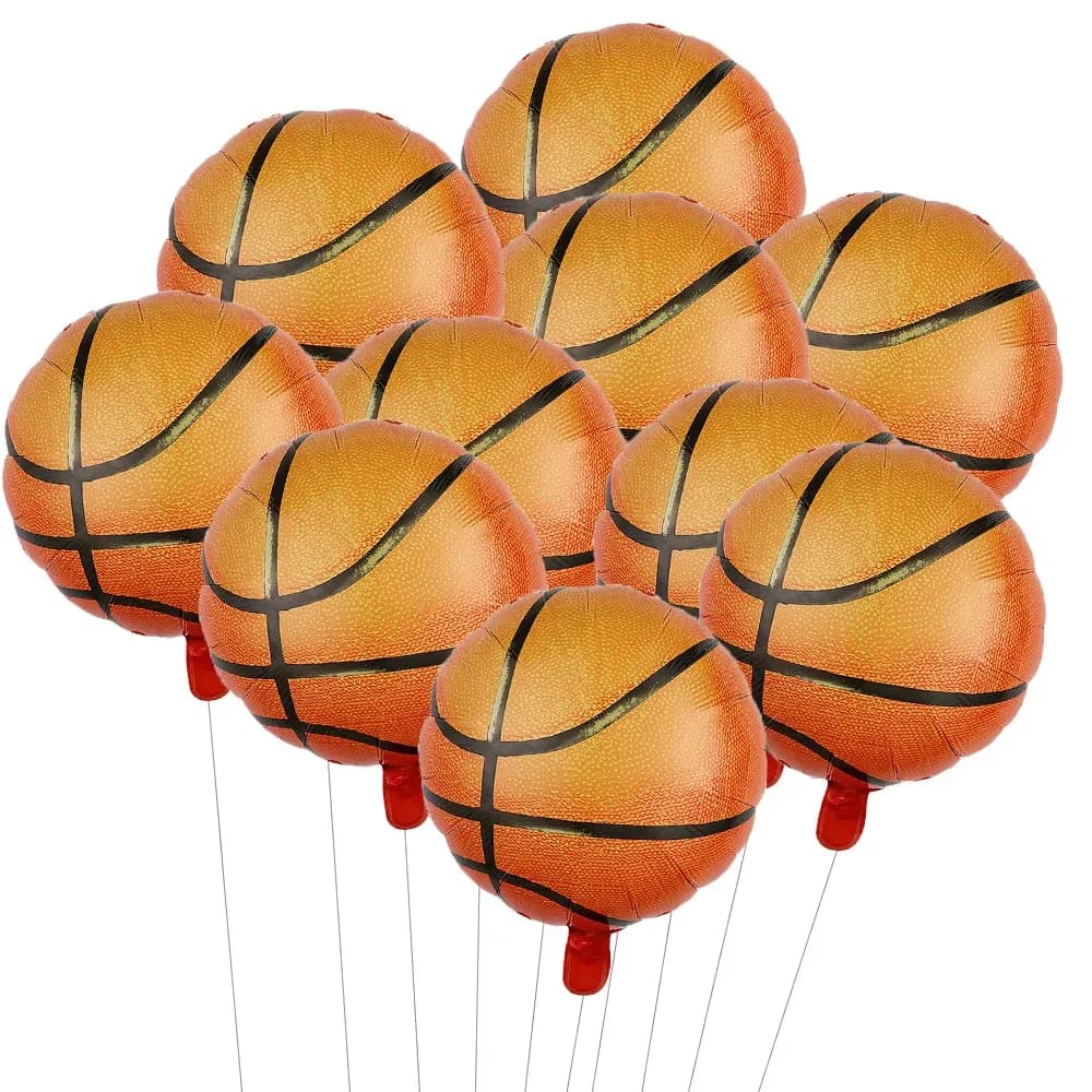 10 Palloncini da Basket in Alluminio da 18 Pollici, Decorazioni per Feste di Compleanno e Celebrazioni Mondiali