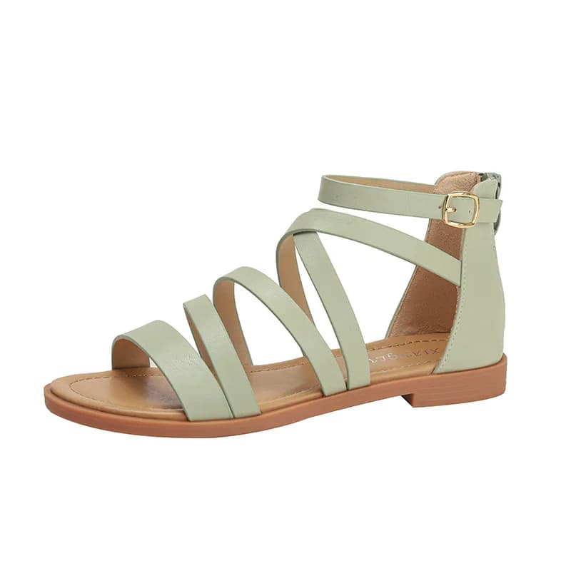 Sandali piatti casual da donna, scarpe estive romane traspiranti, leggere e comode, slip-on
