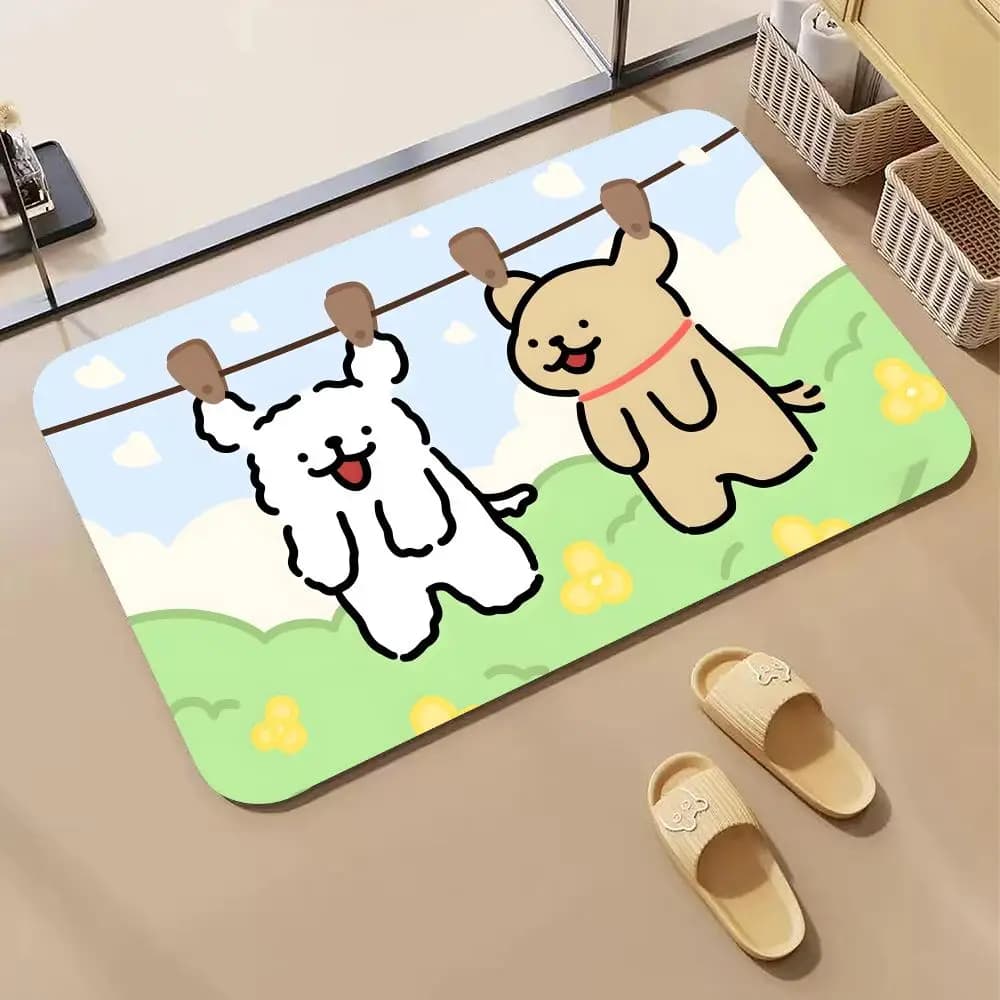Tappetino da bagno in diatomite Anime L-LINE FRIENDS Puppy, tappetino da porta antiscivolo ad asciugatura rapida e assorbente