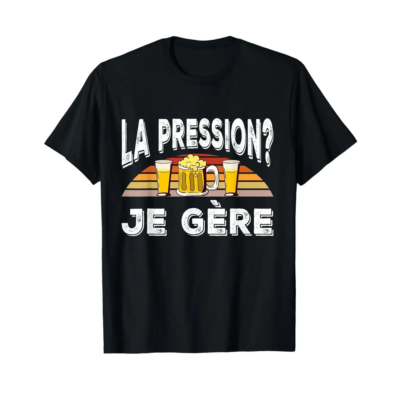 La Pression Je Manager Humour Beer Friends Man T Shirt Black S vintage Washed Stylish Slightly streetwear graphic Unisex Casual