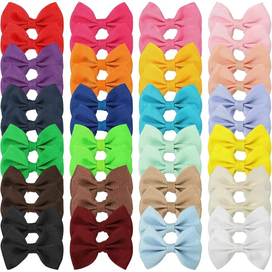 48PCS 24 paia Archi per capelli per cani ClipPiccoli accessori per capelli fatti a mano Arco Cucciolo di animale domestico per cani Gatto Gattino Coniglio Toelettatura Accesso