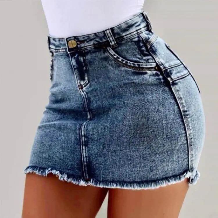 Gonna in denim sexy alla moda taglie forti da donna, gonna a mezza lunghezza, stile cross-border, completo da uomo autunnale a sette maniche