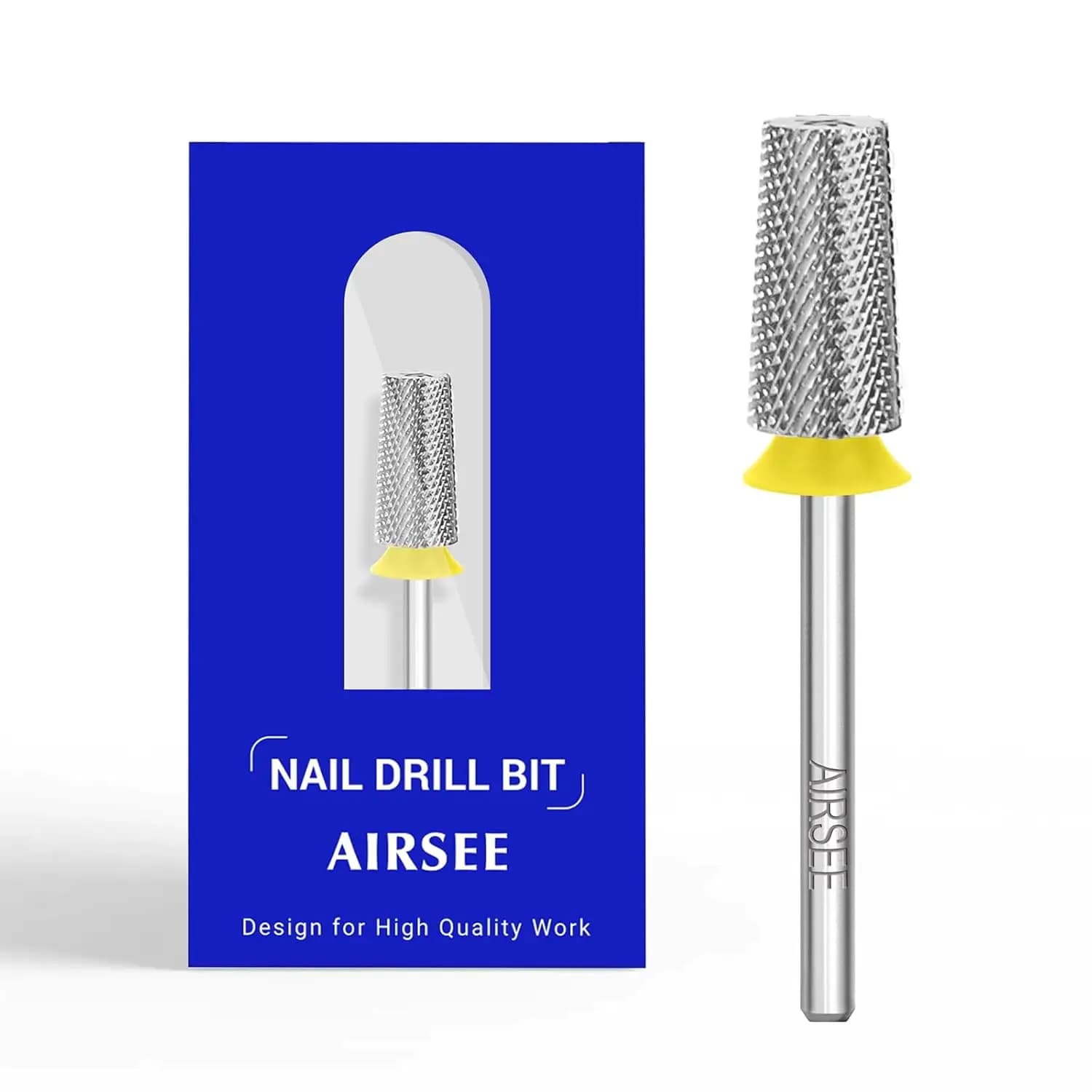 Fresa per Unghie in Carburo di Tungsteno 3/32" Extra Fine a Punta Piatta Conica per Rimozione e Lucidatura di Gel Acrilico per Manicure, a Doppia Funzione