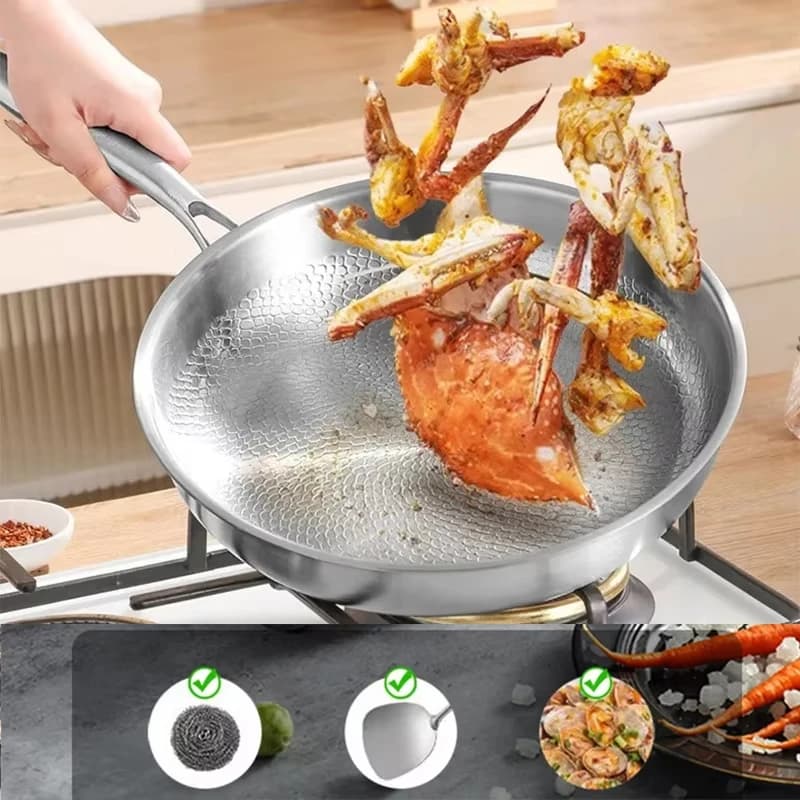 High-end Titanium Alloy Pan Household Uncoated Steak Pancake Frying Pan Non-stick Pan Gas Stove Titanium Pan Kitchen Cookware