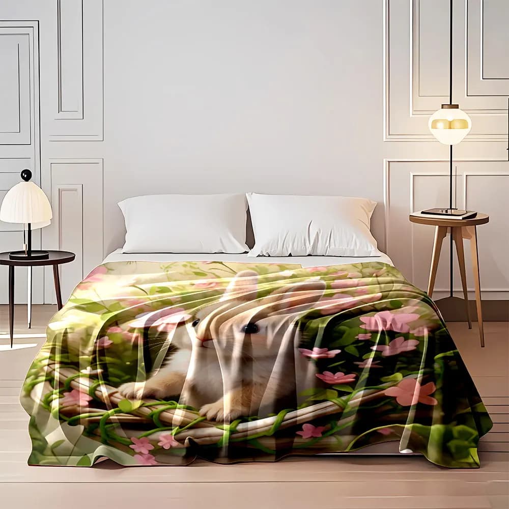 Coperta multi-dimensione con stampa di pratiche animali carini, adatta per tutte le stagioni, bambini adulti, per divano, viaggi a casa, campeggio, picnic