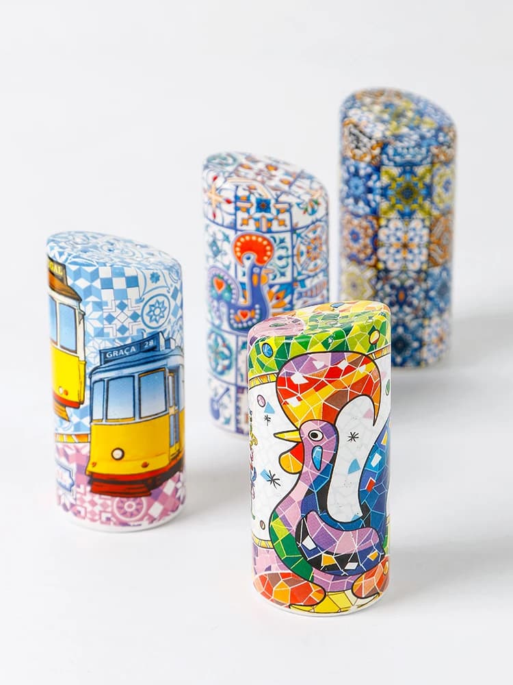 Set di Barattoli per Spezie in Ceramica Stile Americano, Contenitori per Cucina, Decorazione Casa, Vasetti Personalizzati per Condimenti da Tavola