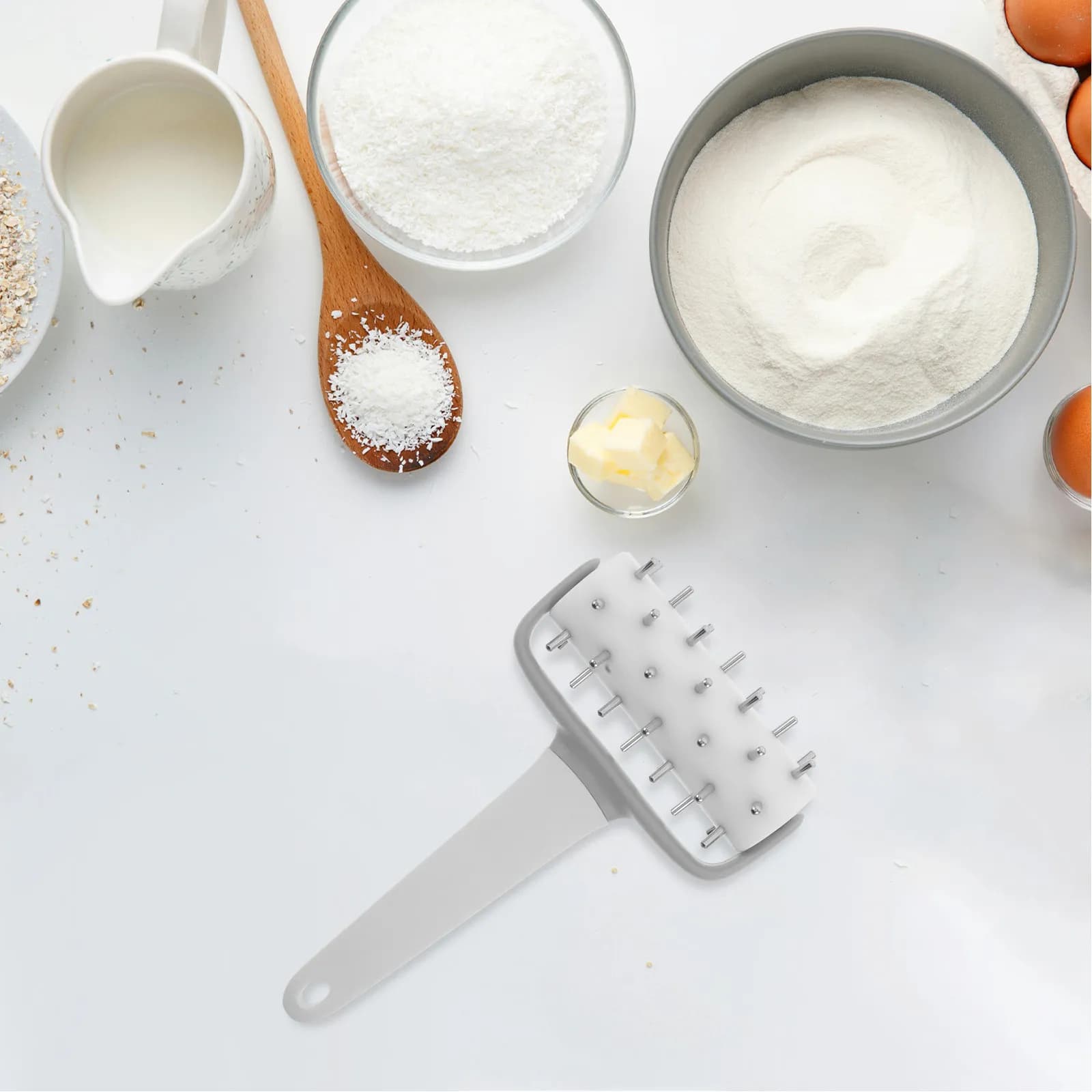 Pizza Dough Docker Roller with Spikes Handheld Docking Tool for Pizza Cookie Pastry Bread Baking Kitchen Accessory