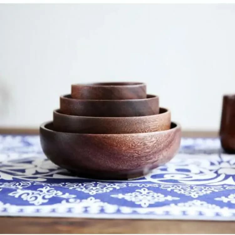 1PC Grande ciotola per zuppa in legno tigela contenitori per alimenti salutari piatti per la cena insalata vintage riso stoviglie in stile giapponese LC 013