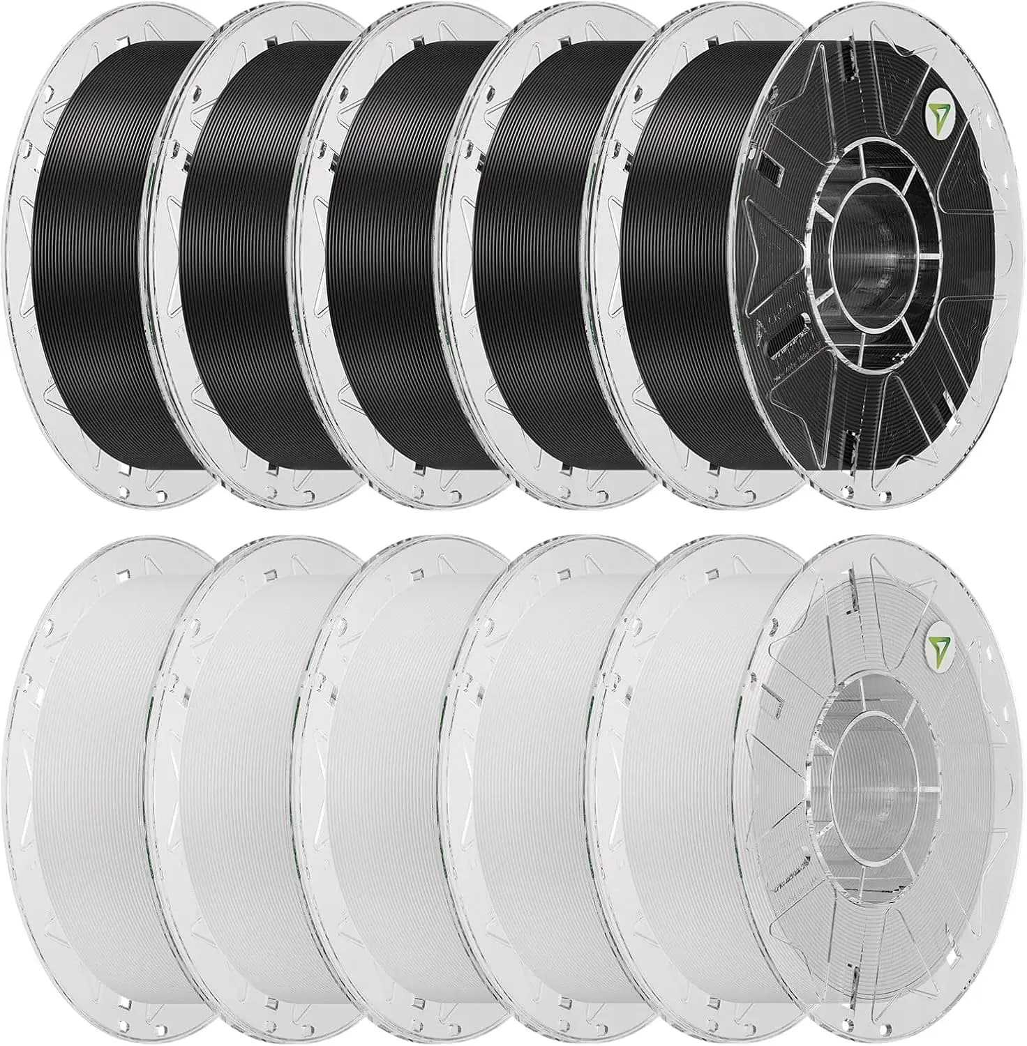 10KG PLA Filament Bundle 1.75mm, High Speed 30-600mm/s, RFID Compatible, Black*5+White*5