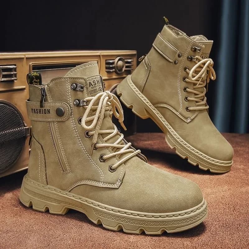 Scarpe alte da uomo per la primavera e l'autunno, nuovi stivali da deserto antiscivolo e impermeabili Scarpe da trekking con cerniera per esterni Stivali da lavoro