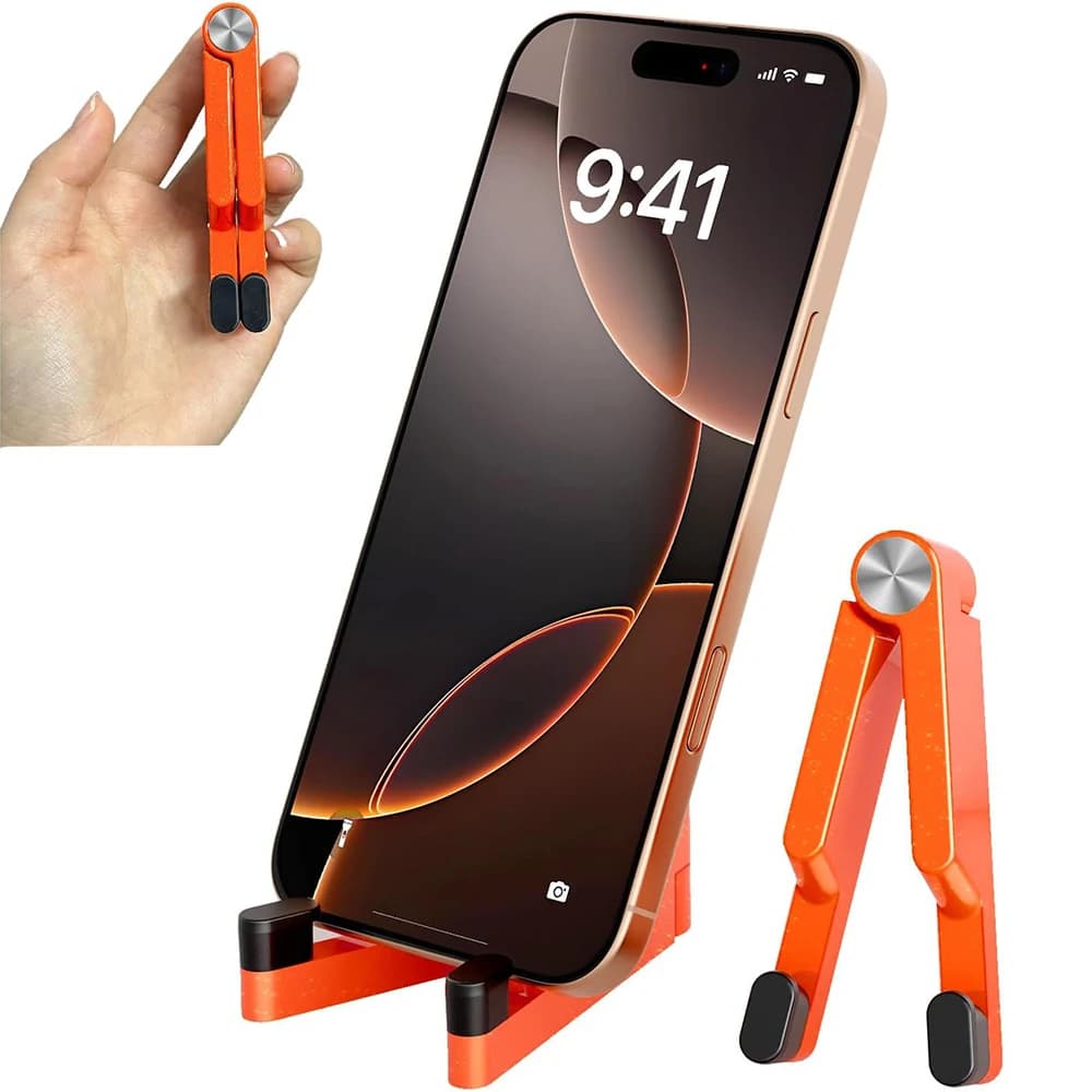 Supporto Pieghevole in Alluminio per Cellulare - Porta Telefono da Scrivania Portatile per iPhone/Smartphone, per Ufficio/Viaggio