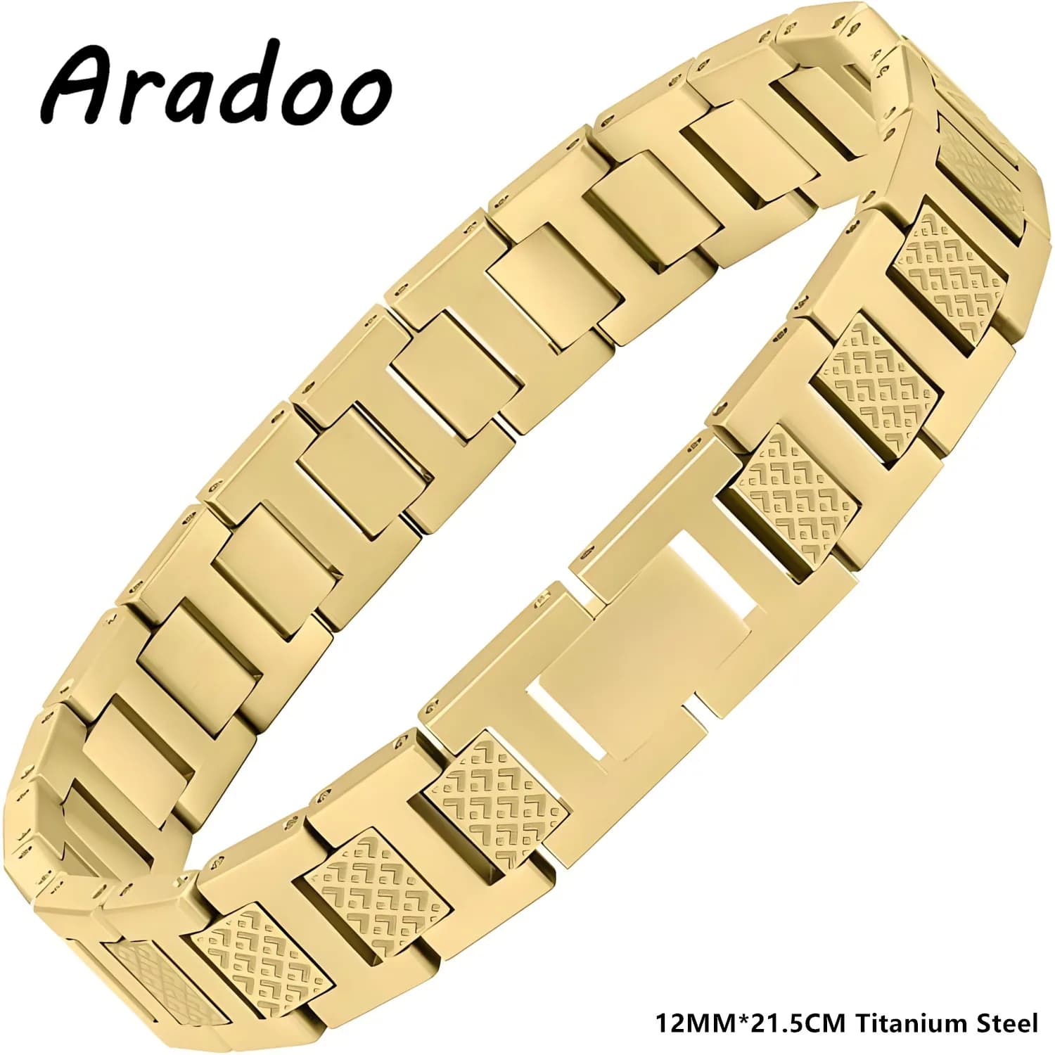ARADOO Bracciale da uomo in acciaio al titanio con design a forma di coccodrillo, regali di gioielli con cinturino a maglie