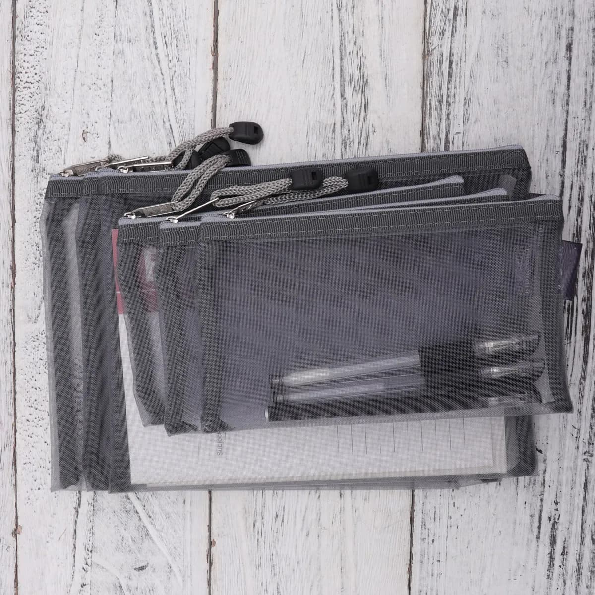 6Pcs File File Bag Mesh Zipper Pouch Colorful Portable Set A5 A6 Stationery Pencil Case Document Holder Office School School