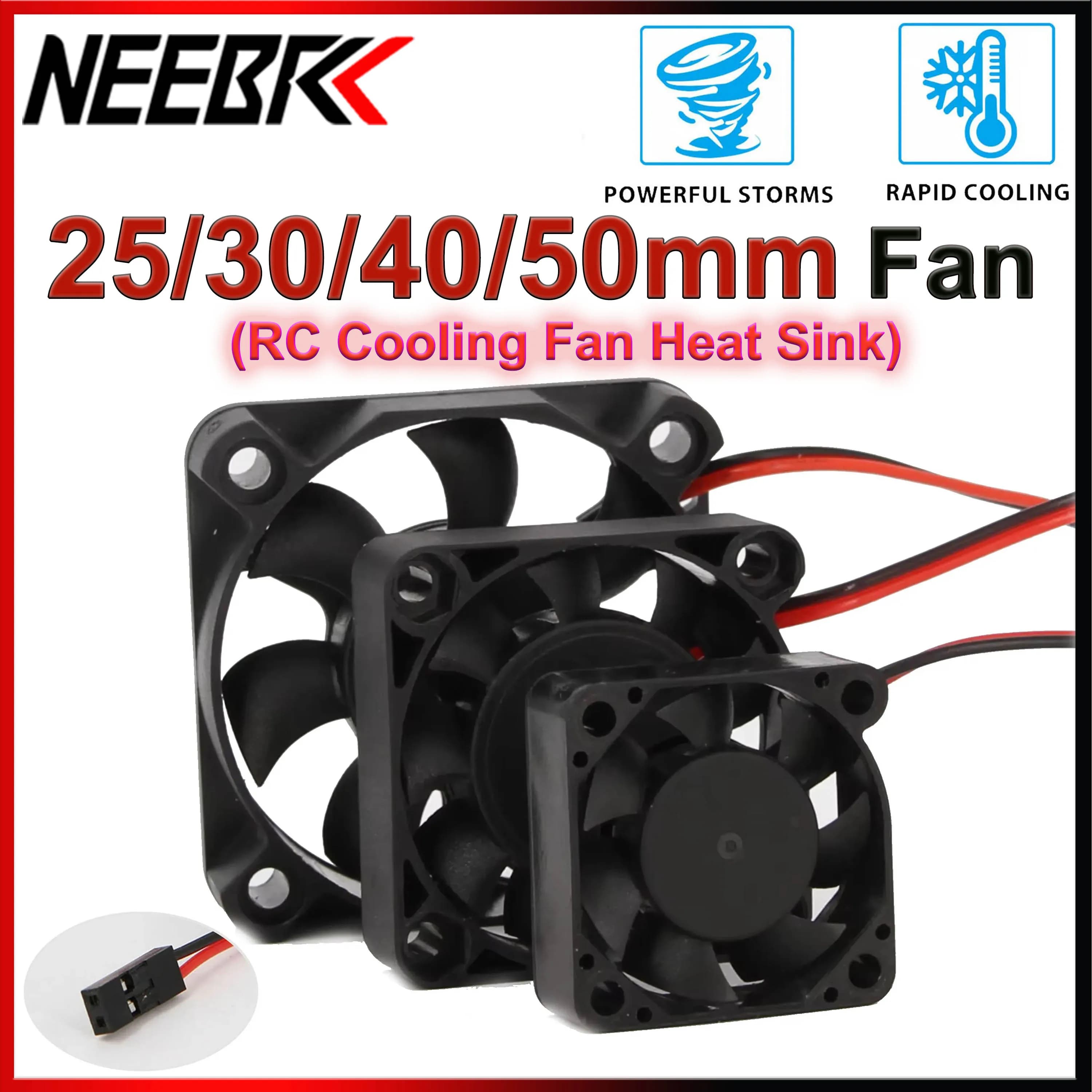 NEEBRC 25/30/40/50mm RC Ventola Di Raffreddamento Dissipatore di Calore 3500-16380RPM Alto Vento Rapido 5-12V DC 36/42mm Motore 30/60/120/150A ESC Parti di Automobili