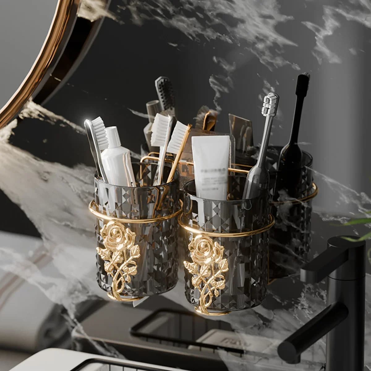 1 piece wall brush holder, trimming cup, no drilling required, bath organizer, non-electric,. Decorations