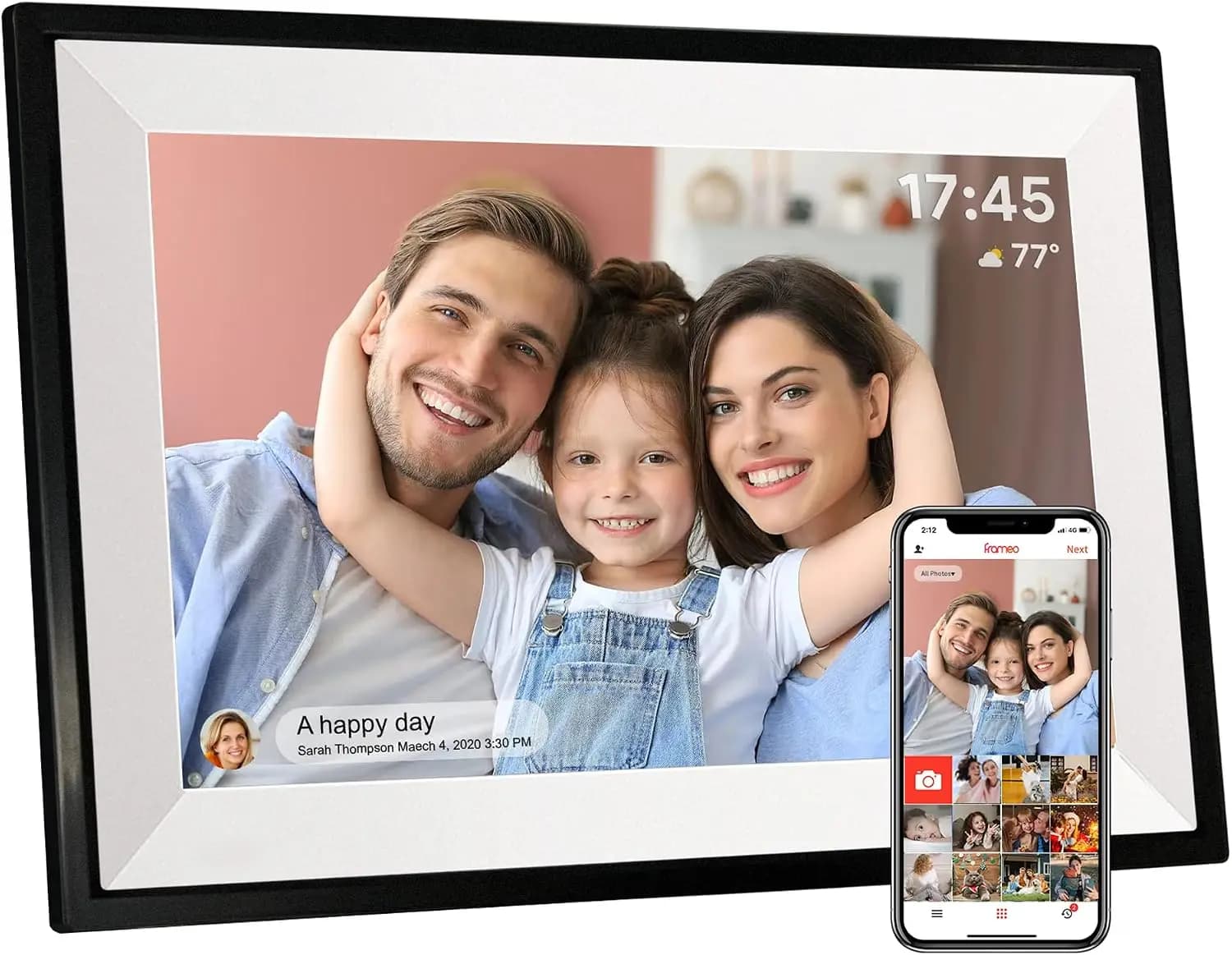10.1" WiFi Digital Picture Frame, Instant Photo & Video Sharing from Phone, Easy Setup for Seniors, 1280x800 HD IPS Touchscreen, 32GB Storage, Great Gift for Parents & Grandparents