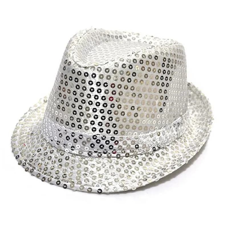 10pcs Girls Boy Woman Man Sequin Trilby Fedora Jazz Hat Cap Party Dress Wedding Festival Halloween Christmas