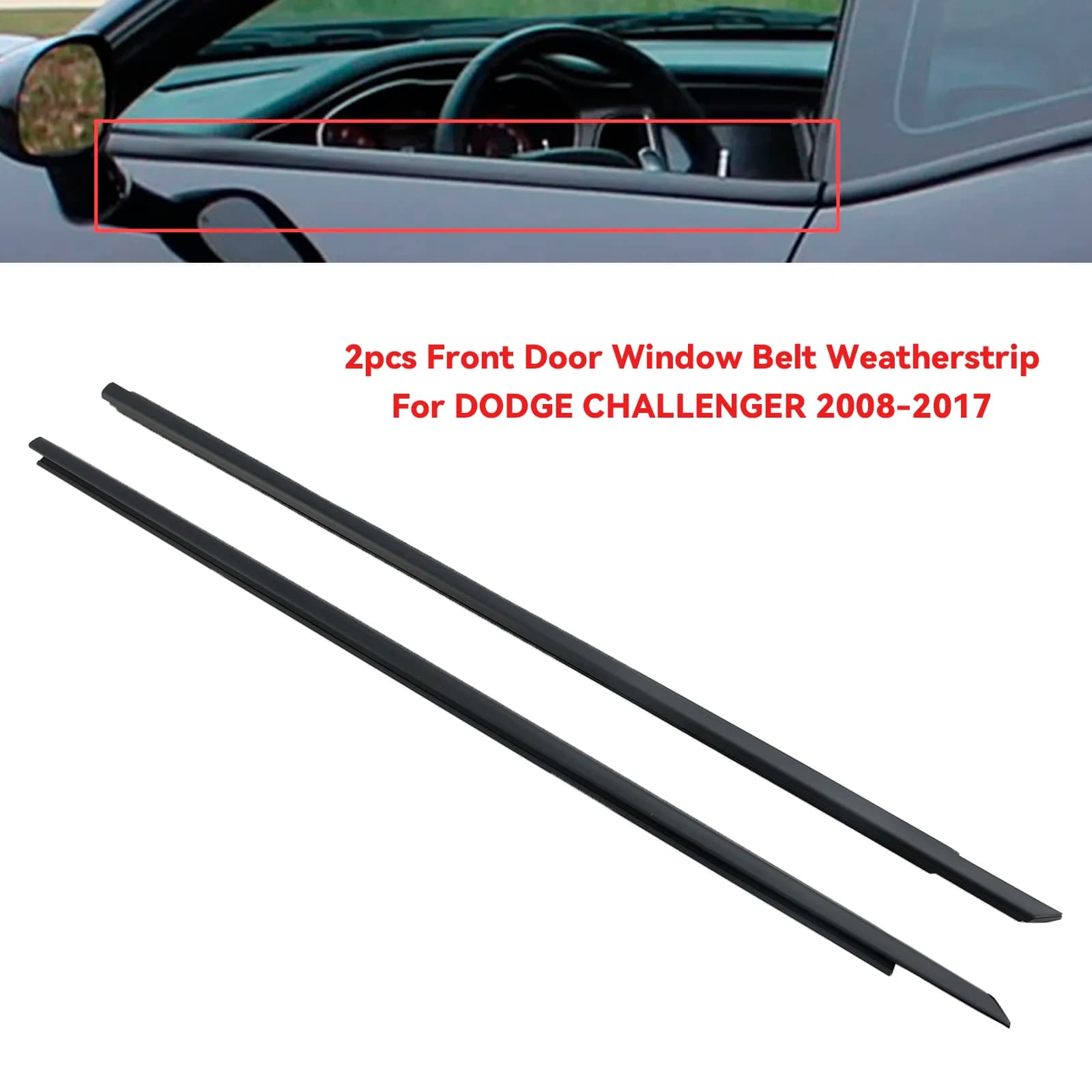 Artudatech 2 pz Porta Anteriore Finestra Cintura Guarnizione Per DODGE CHALLENGER 2008-2017 Accessori Auto