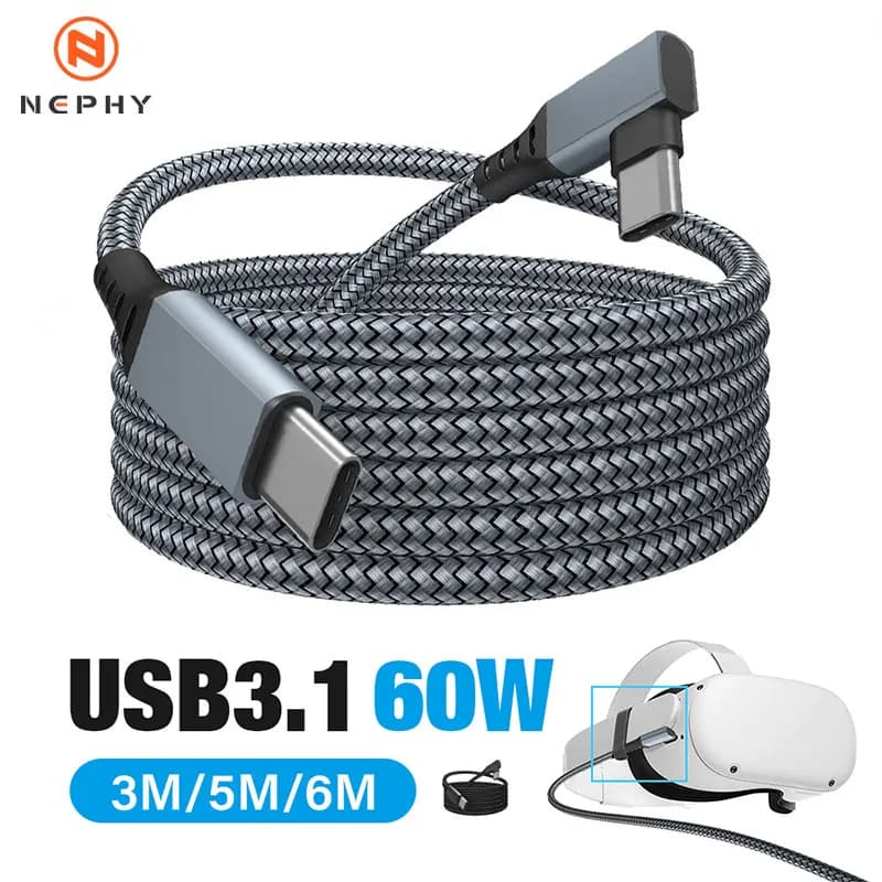 Cavo di ricarica della linea dati da 6M per Oculus Quest 2 Pico 4 PS5 accessori PC USB 3.1 tipo C cavo di collegamento del caricatore per Meta Quest 3 VR