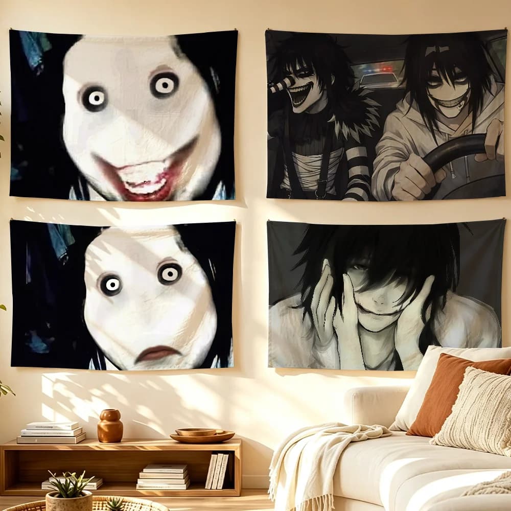 Jeff The Killer Game flag Tapestry Room Decoration Wall Tapestry Hanging Aesthetic Bedrooms Advertising Banner