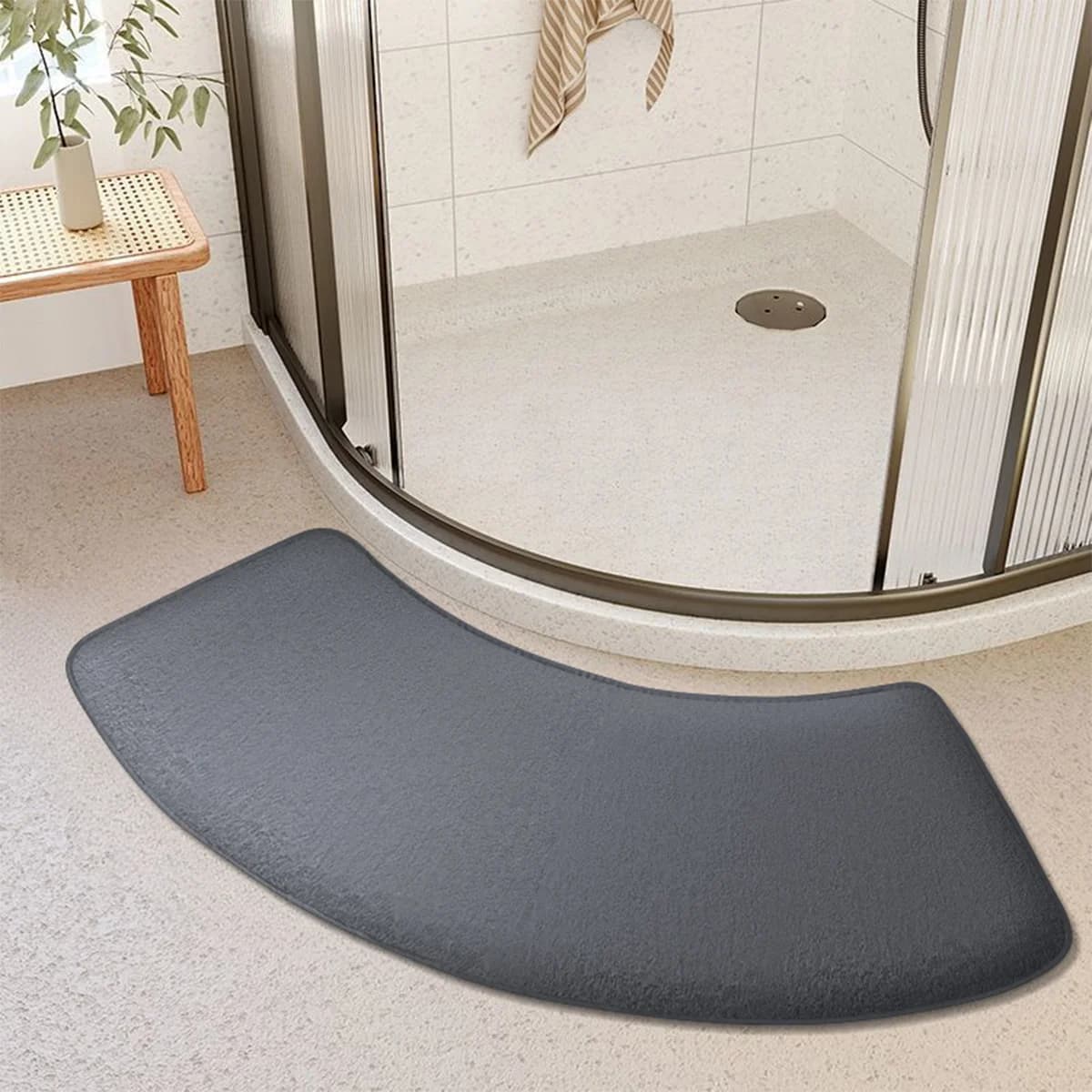 Tappetino assorbente per bagno addensato, tappetino curvo per porta della doccia, WC, tappetino per bagno, tappetino antiscivolo, tappetino per ingresso