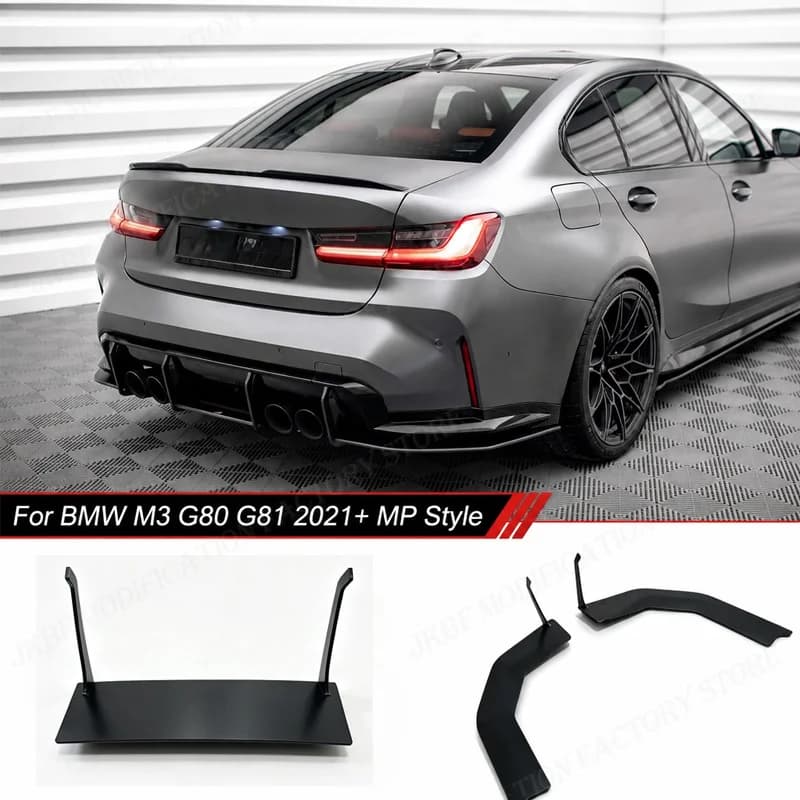 Max Style Rear Bumper For BMW M3 G80 G81 2021+ For MP Style Diffuser Plate Spoiler Lip Splitter Body Kit Tuning Auto Accessories