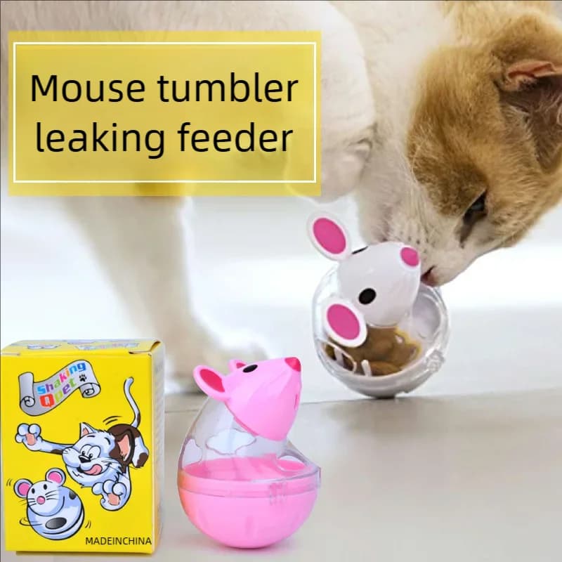 Giocattolo Dispenser Cibo per Gatti a Forma di Topo, Ciotola Interattiva con Rilascio Cibo, Gioco Divertente per Addestramento Gatti e Gattini, Accessori per Animali Domestici