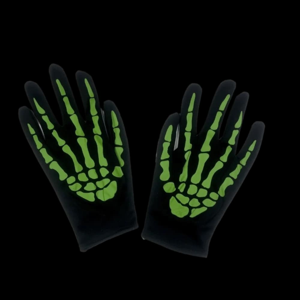 Full Finger Halloween Gloves Cosplay Prop Windproof Skeleton Claw Gloves Glowing Gloves Hand Warmers Skeleton Goth Mittens Men