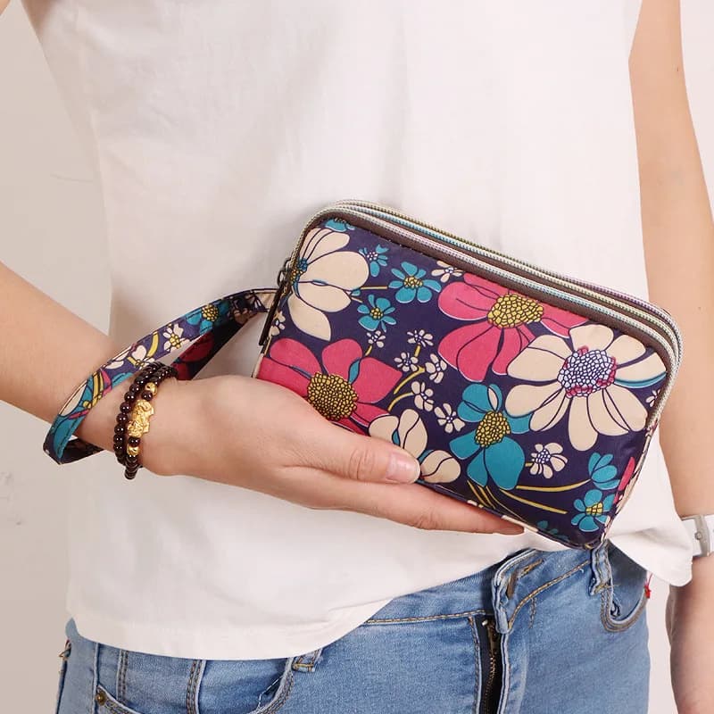 Fashionable Printed Long Wallet Clutch Portable Coin Purse Handbag Can Hold Large Phone Unisex Oxford Cloth Interior Structure