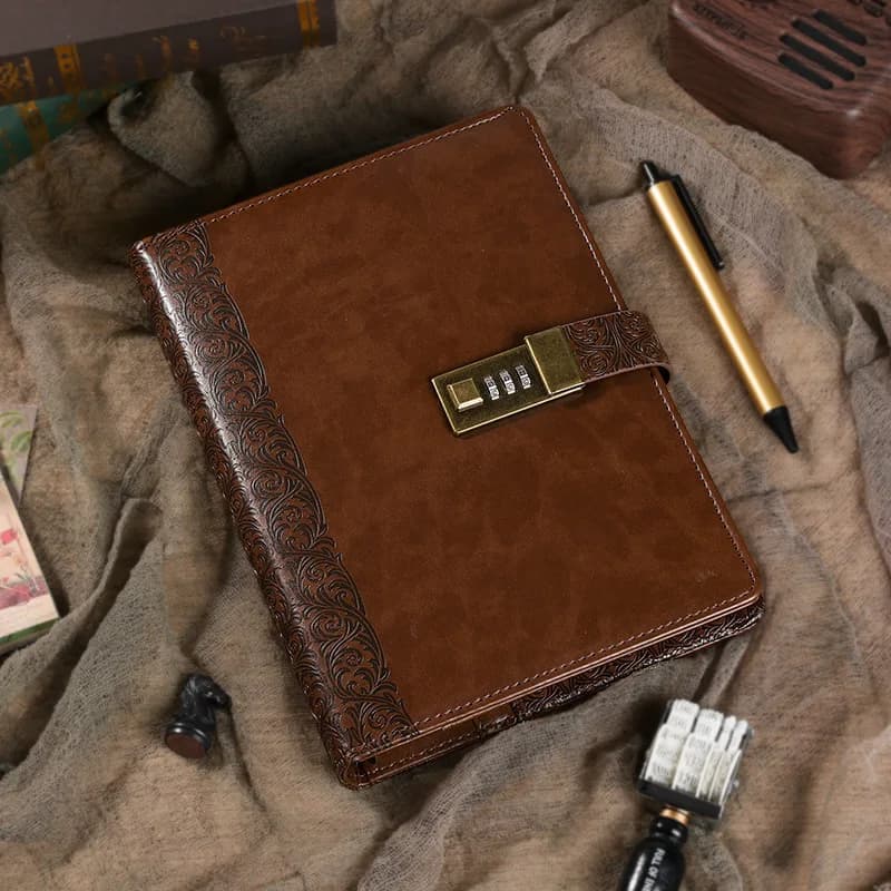Diario A5 Notebook con serratura Raccoglitore per diario Blocco note Anello Bullet Note Book Office Agenda Planner Spirale Retro Cancelleria Organizzatore