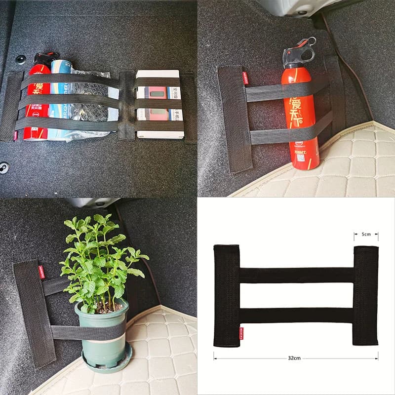 Cinghie fisse elastiche per bagagliaio di un'auto Estintore Serbatoio detriti Stoccaggio Nastri per cintura di fissaggio Accessori interni auto regolabili per organizer