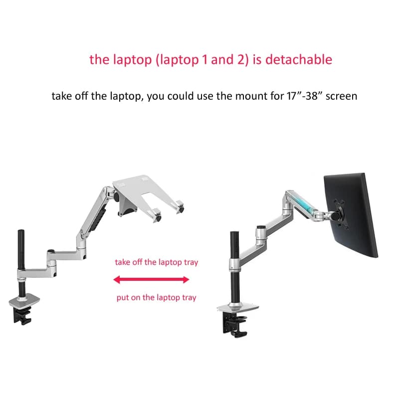 450mm DL-8013LP full motion 17 "supporto da tavolo per laptop Supporto per monitor in alluminio 17-38" Molla meccanica braccio lungo Monitor3-11kg