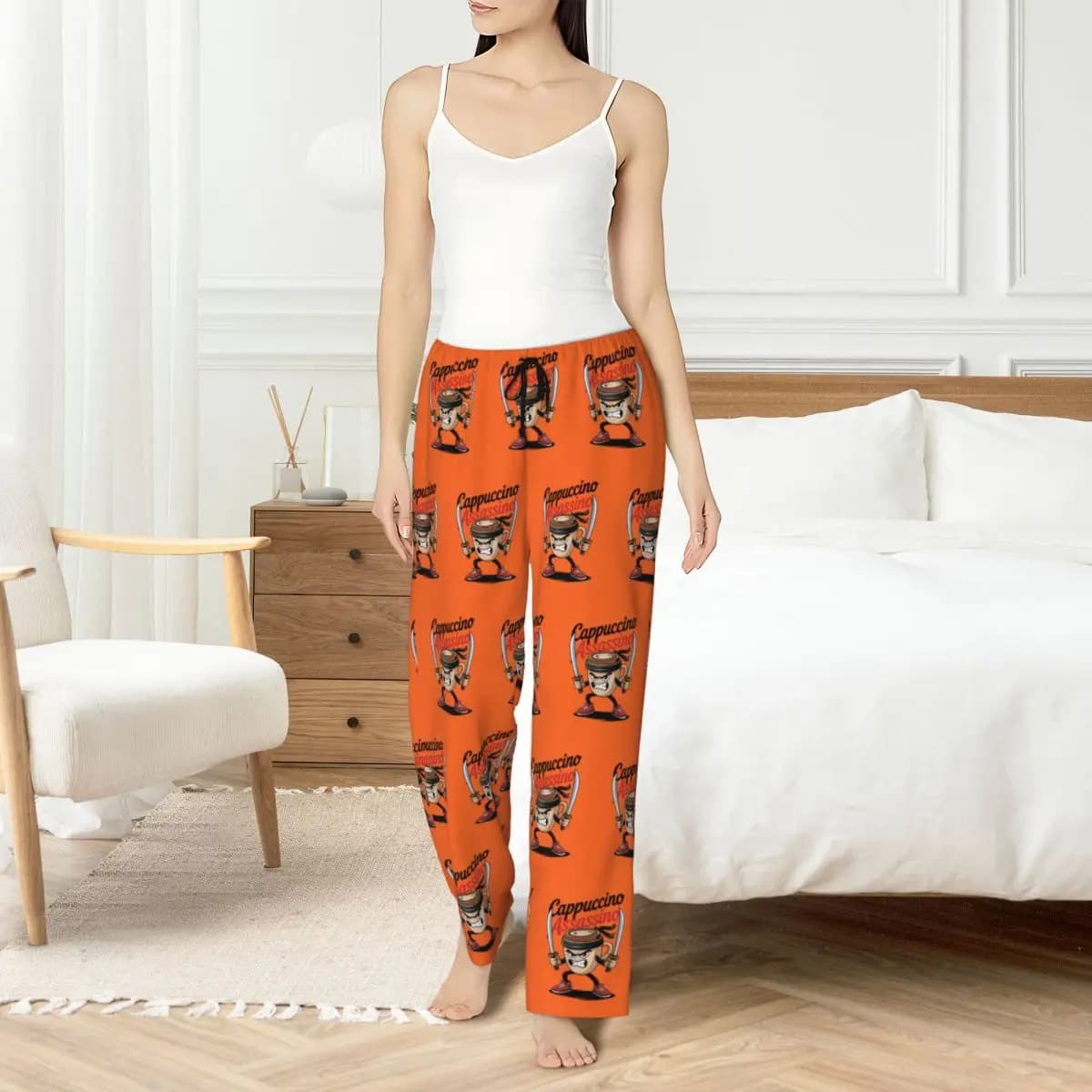 Custom Italian Brainrot pajamas pants Women's nightwear Elastic Belt Animal Cartoon Seating trousers with pockets