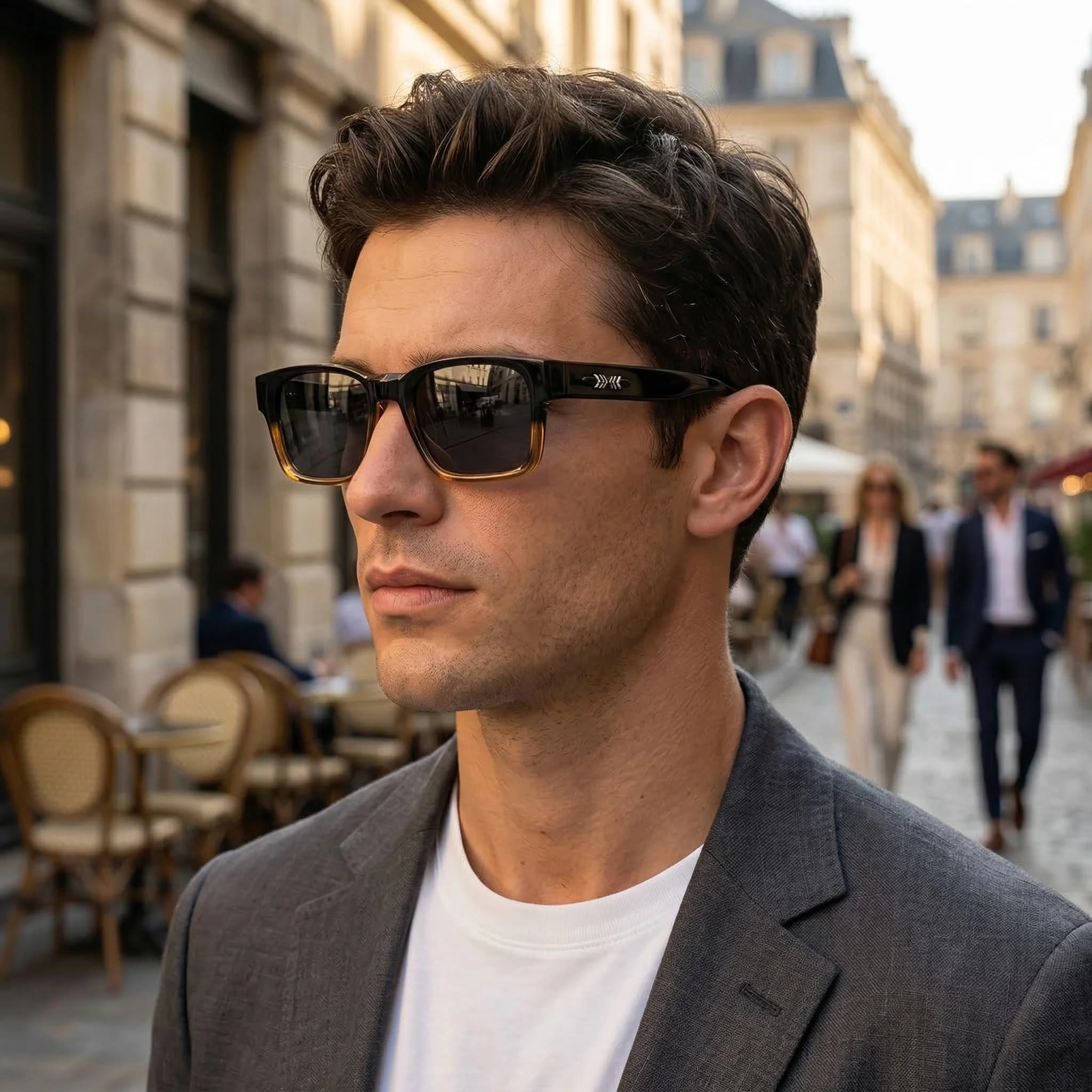 Lightweight Luxury Square Sunglasses, Minimalist Design, Elegant Unisex, UV400 Protection, Model 9017