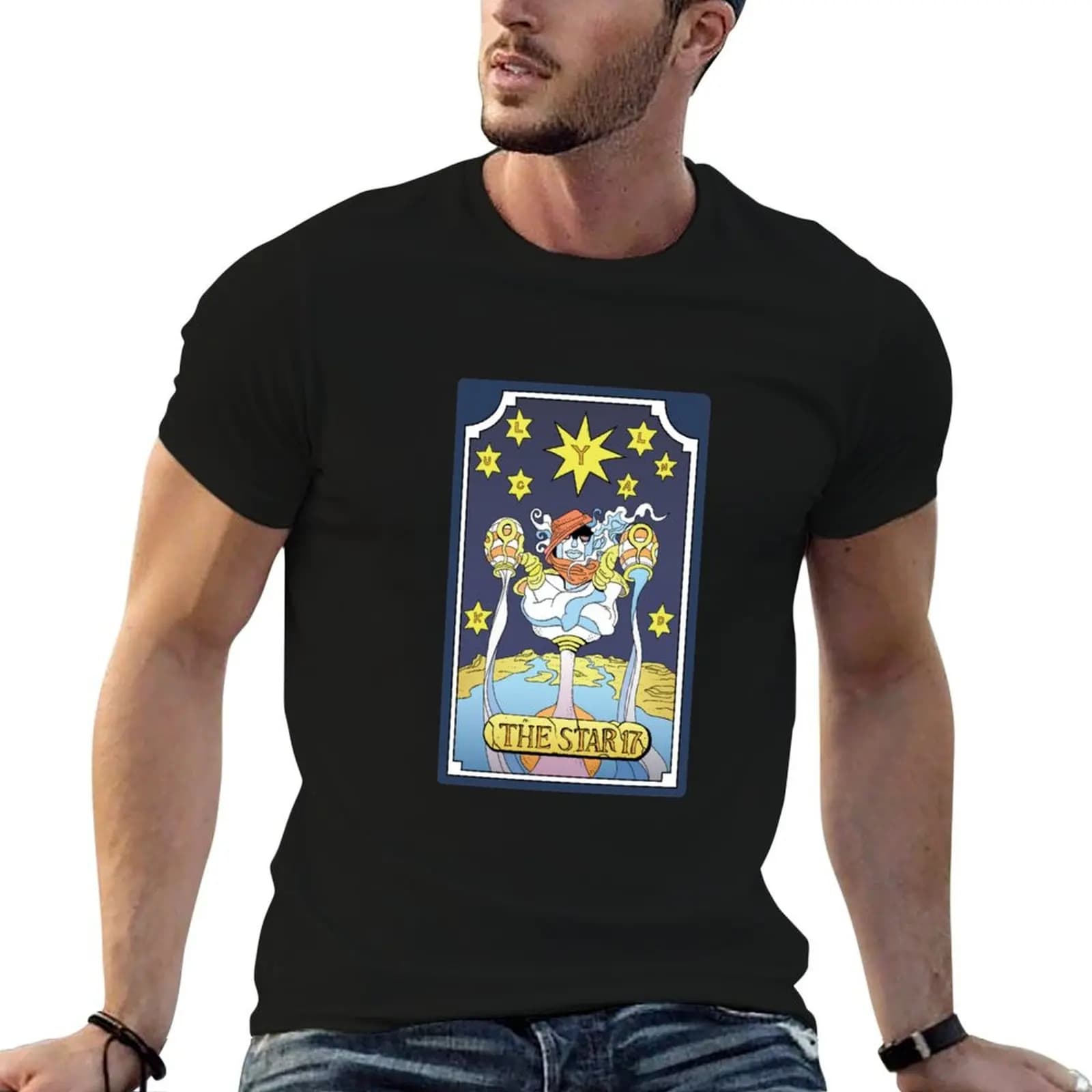 Jojo’s Bizzare Adventure The Star Tarot Card T-Shirt anime t shirts oversize cotton t shirts high quality T-Shirt