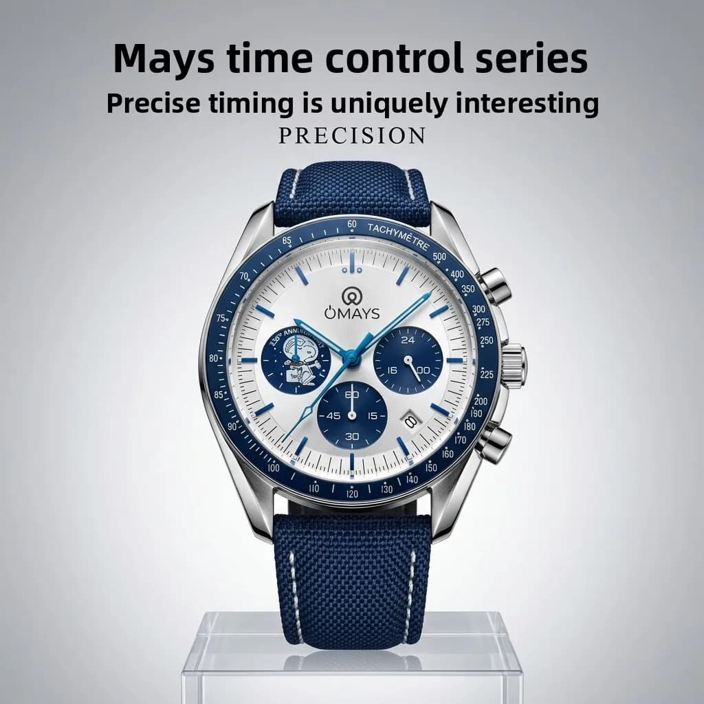 Orologio sportivo di lusso da uomo OMAYS, edizione 50° anniversario, cinturino in nylon blu, orologio da polso cronografo al quarzo